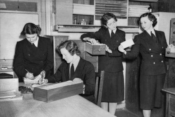 Four WRANS in the medical records section of the depot hospital